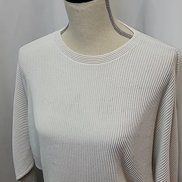 WILFRED Ribbed Viscose Linen Blend Parachute Drop Shoulder Top Blouse - Picture 2 of 9